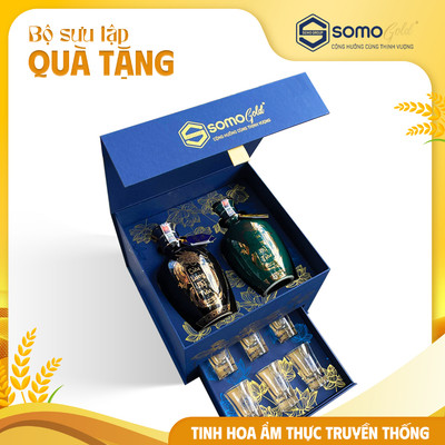Hộp quà THỊNH VƯỢNG | Tây Dương Sâm Tửu + Hoàng Hoa Tửu (500ml & 700ml) + 6 ly 35ml