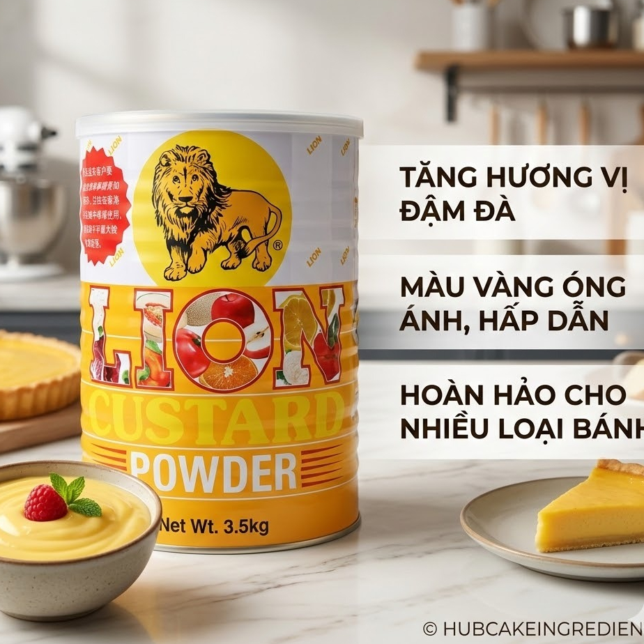 Bột custard Lion hũ 3.5kg - Bột custard sư tử đa dụng cho nhiều loại bánh
