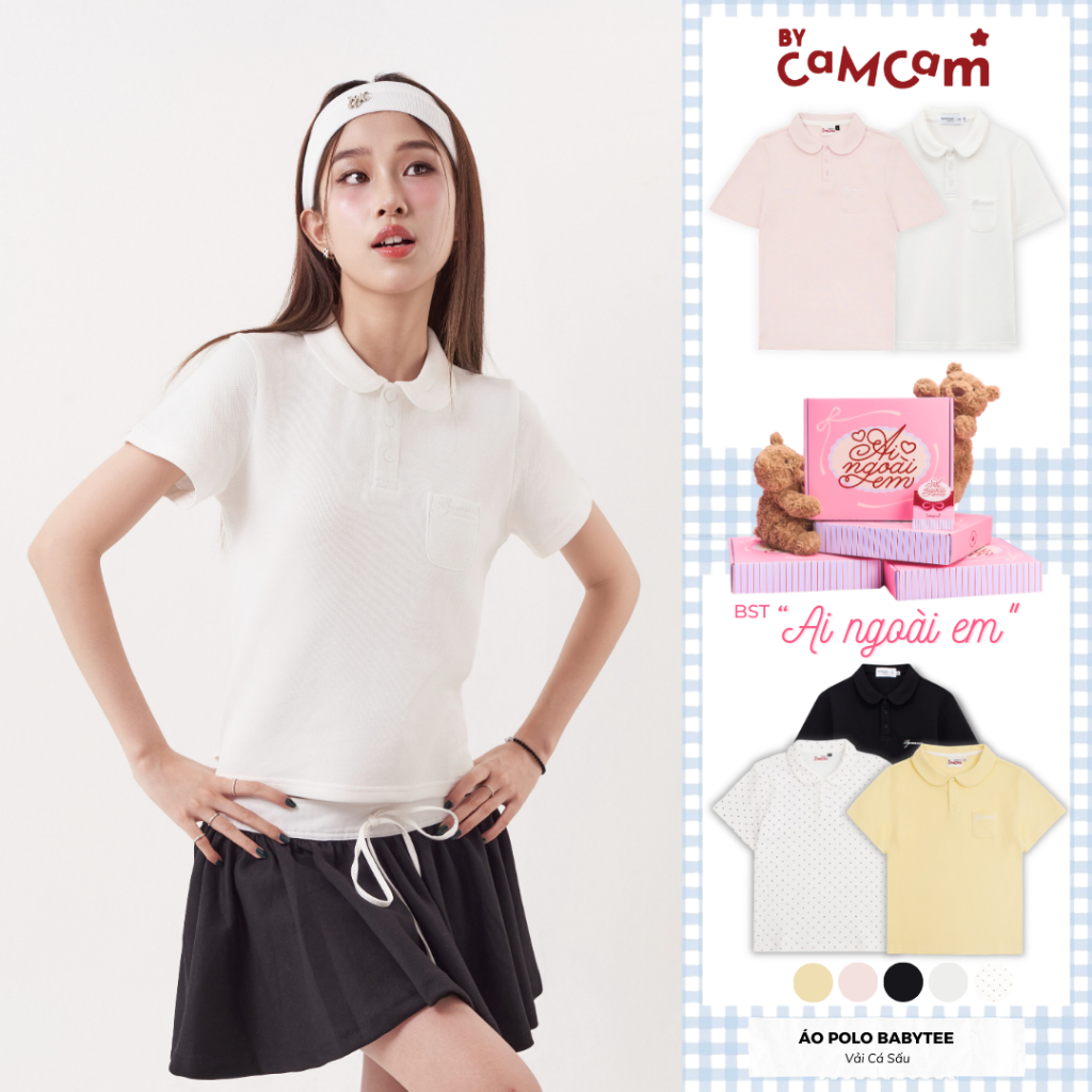 [AI NGOÀI EM] Áo Polo Basic Babytee 𝑩𝒚𝒄𝒂𝒎𝒄𝒂𝒎 Cho Nữ Vải Cá Sấu Cotton Logo Thêu Túi Ngực APN007