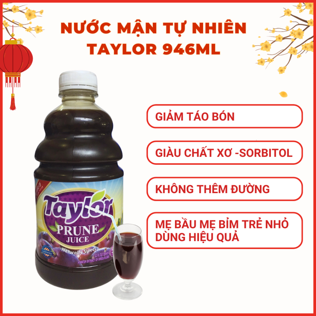 Nước Mận ,Nước Ép Mận Tự Nhiên Taylor 946ml Naturally Prune Juice - 946ML