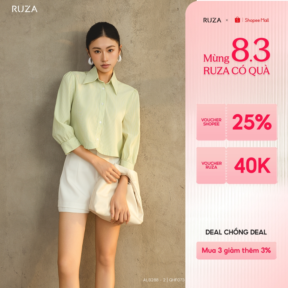 Áo sơ mi nữ tay lỡ RUZA công sở thiết kế thanh lịch sang trọng ALB288