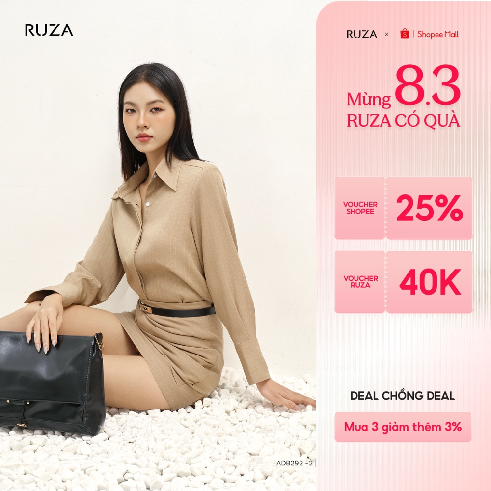 Áo sơ mi nữ tay dài RUZA công sở thiết kế thanh lịch sang trọng ADB292