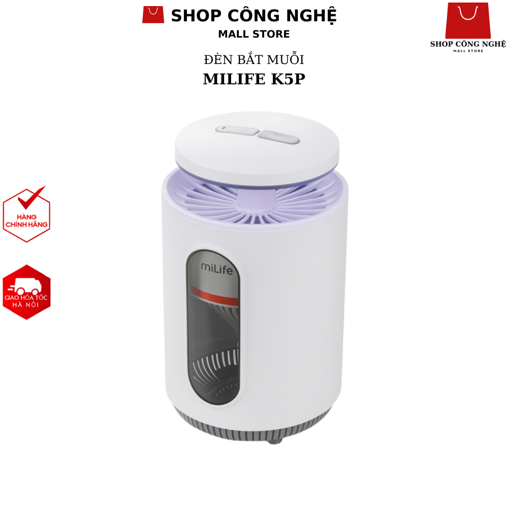 Máy bắt muỗi, đèn diệt côn trùng thông minh miLife K5P đèn LED ánh sáng tím, không ồn - BH 3 tháng