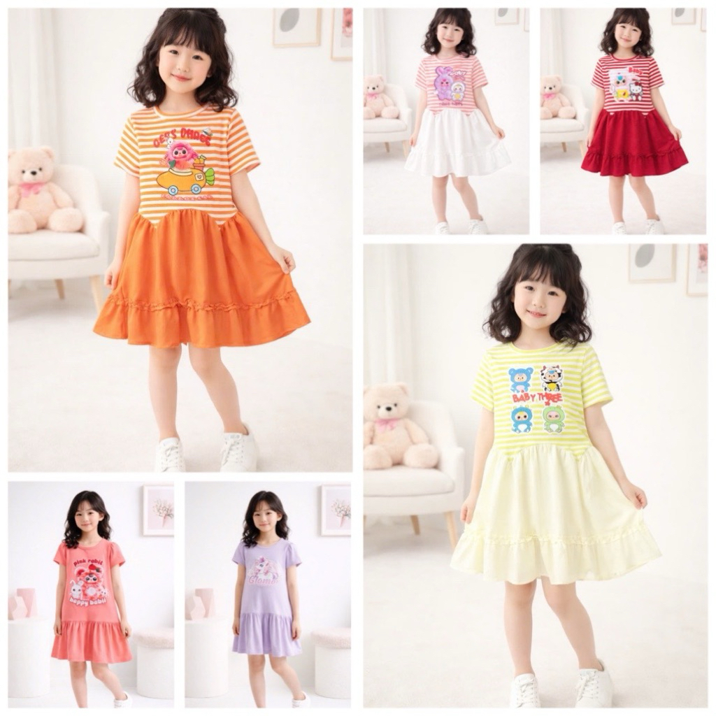 Váy bé gái thun cotton mềm mát Janeshop, Váy đầm cho bé gái CỰC XINH size 12-30kg