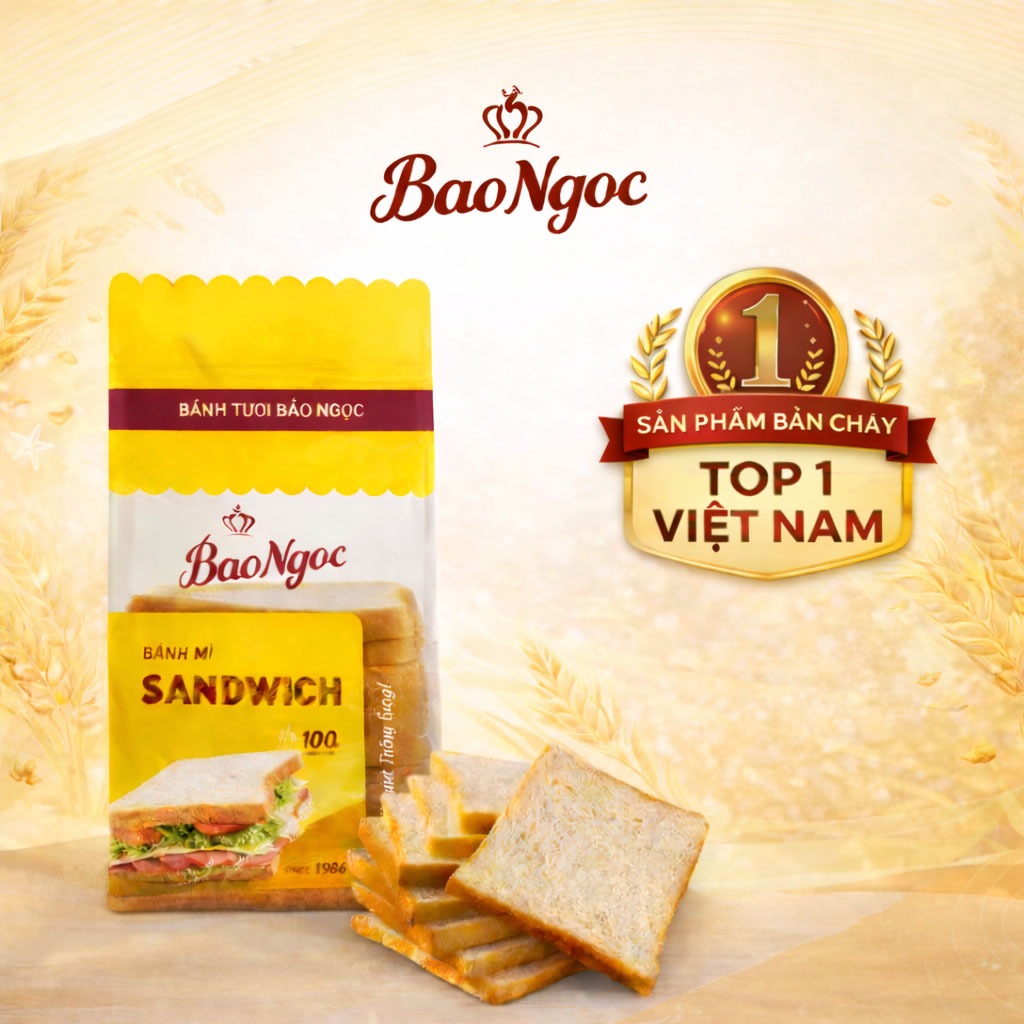 [1-5 Túi] Bánh mì sandwich nguyên vị truyền thống Bảo Ngọc 275g 1 túi