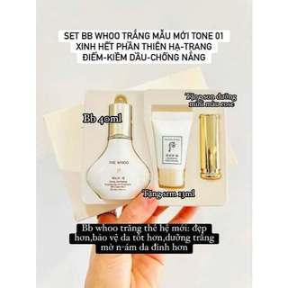 Bb whoo trắng -radiant white Brighterning BB, 💓 𝐒𝐄𝐓 𝐁𝐁 𝐖𝐇𝐎𝐎 𝐓𝐑𝐀̆́𝐍𝐆 𝐌𝐀̂̃𝐔 𝐌𝐎̛́𝐈 𝐒𝐈𝐄̂𝐔 Đ𝐄̣𝐏 𝐊𝐈𝐄̂̀𝐌 𝐃𝐀̂̀𝐔, 𝐂𝐇𝐎̂́𝐍𝐆 𝐍𝐀̆́𝐍𝐆,