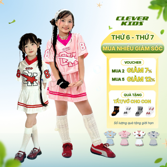 Set Váy 88 CLEVER KIDS - chất thun cotton mịn mát [Size 18kg-56kg]