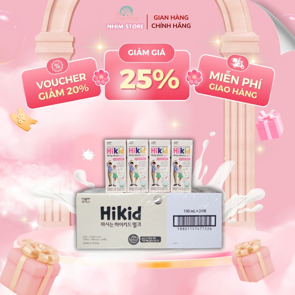 Sữa Hikid pha sẵn 190ml (1 thùng 24 hộp)