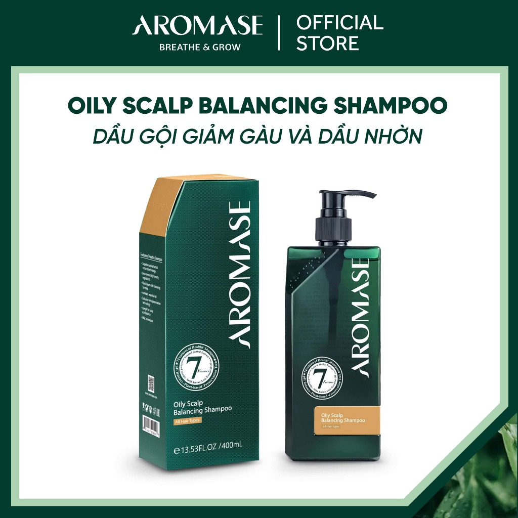 Dầu gội giảm gàu và dầu nhờn da đầu AROMASE Oily Scalp Balancing Shampoo 400ml