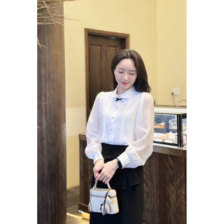 Áo sơ mi tơ viền ren