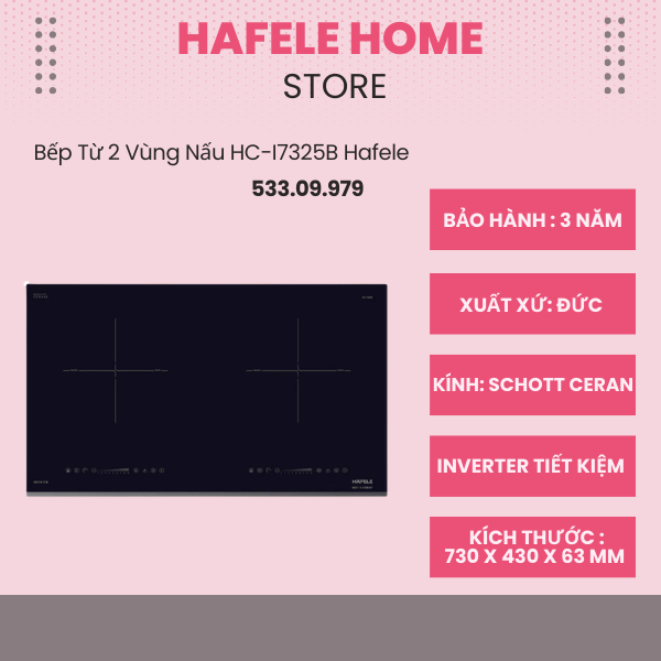 Bếp Từ Đôi Lắp Âm Hafele HC-I7325B 533.09.979 – Cảm Ứng Trượt - 9 Mức Công Suất