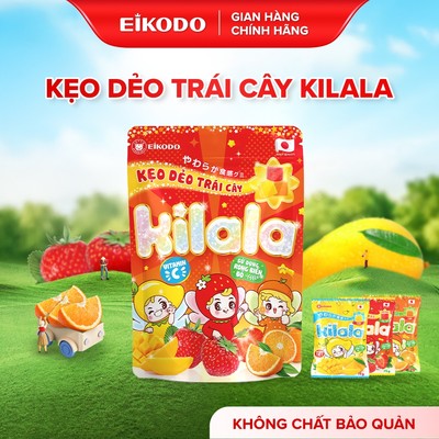 Kẹo Dẻo Kilala - Bổ sung Vitamin C, mix 3 vị xoài, cam, dâu tây dẻo mềm, 225g/gói, Eikodo Việt Nam