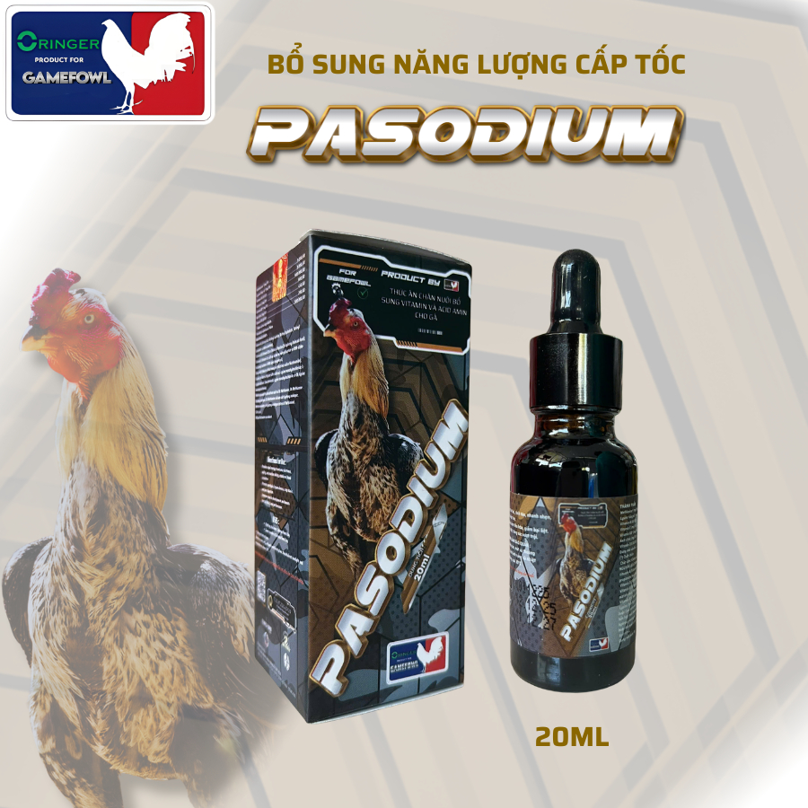 Pasodium  20ml, Bổ sung năng lượng cấp tốc, Dùng khi ship gà đi xa,trước và sau khi thi đấu, gà cần 