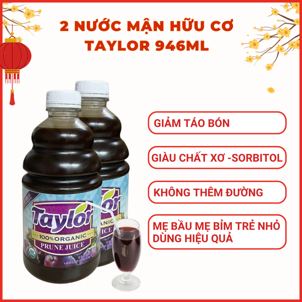 COMBO 2 Nước Mận, Nước Ép Mận Taylor Tự Nhiên / Hữu Cơ 946ml Naturally Prune Juice