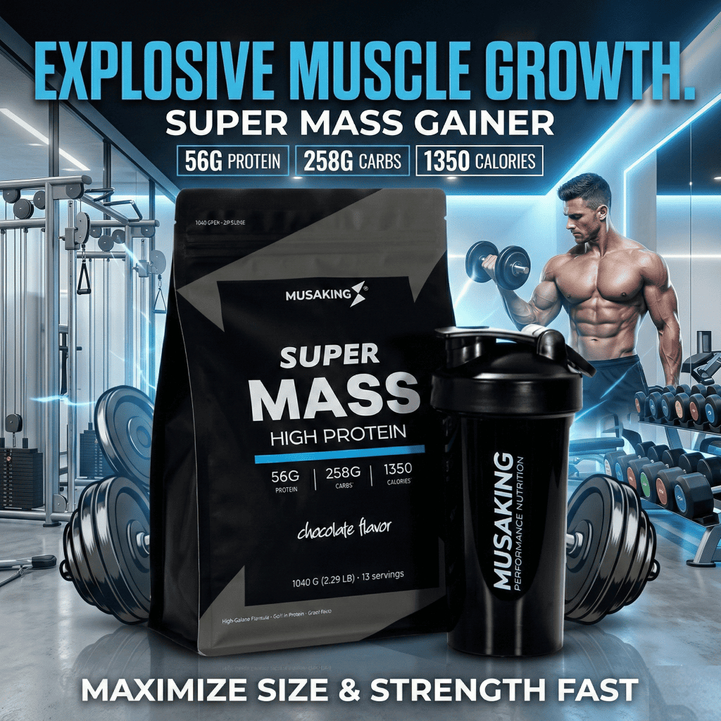 Super Mass High Protein Musaking 1040g – Whey Mass Gainer 300 Calories/Serving, Năng Lượng Tăng Cân