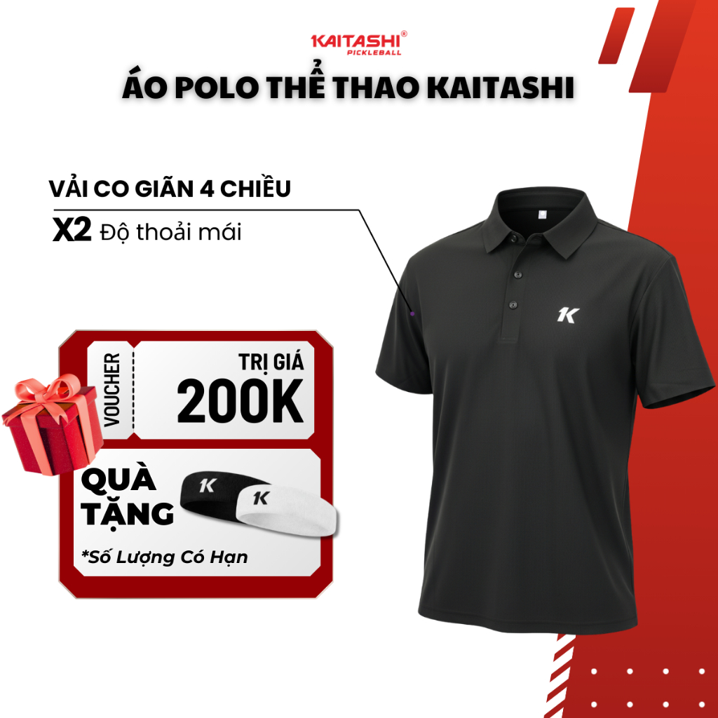 Áo Polo Pickleball Nam Nữ KAITASHI – Co Giãn 4 Chiều – Chuẩn Thi Đấu