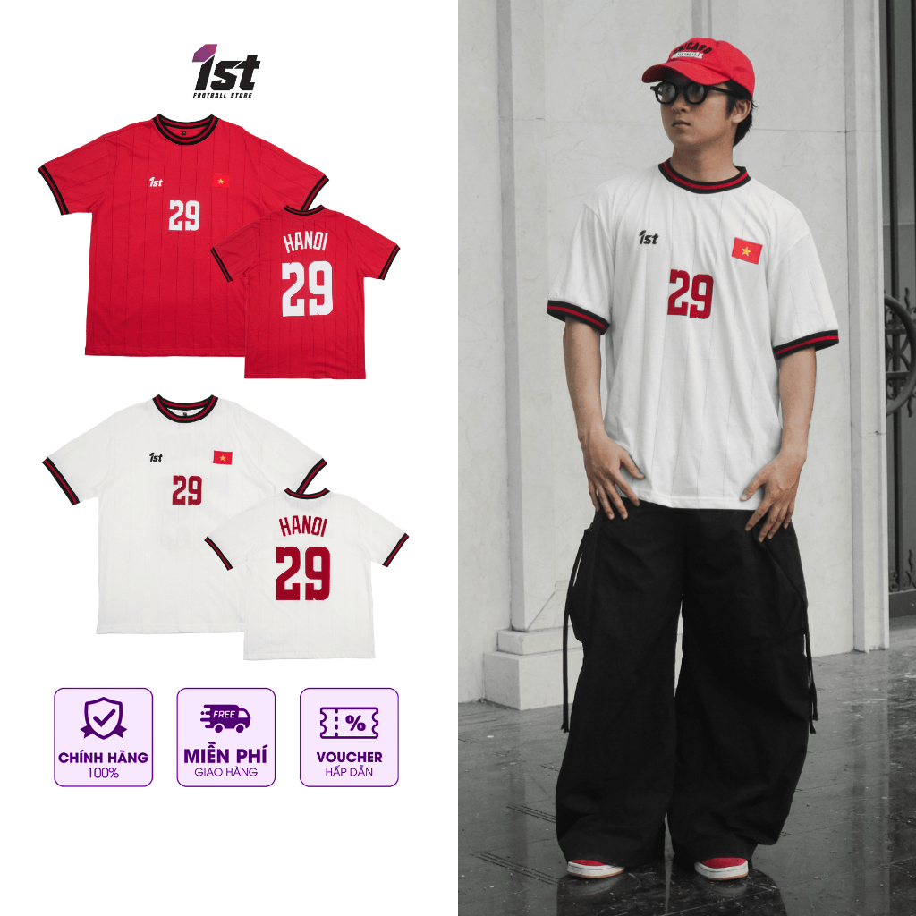 Áo Thun Blokecore 1st 29 HANOI Football Jersey Áo Thun Local Brand, Form Rộng, Oversize, Unisex