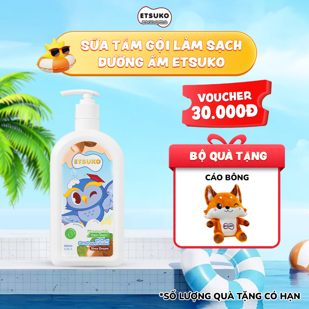 [NEW] Sữa Tắm Gội Làm Sạch Dưỡng Ẩm Shea Dream ETSUKO 600ml Bảo Vệ Làn Da Nhạy Cảm Cho Bé