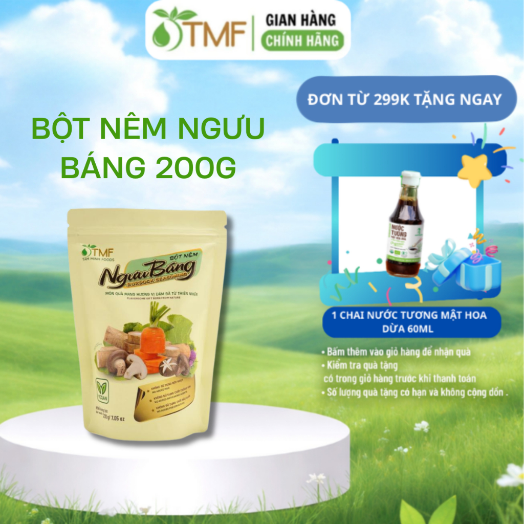 Bột nêm ngưu báng 200gr TÂM MINH FOODS thuần chay không bột ngọt cho bé ăn dặm