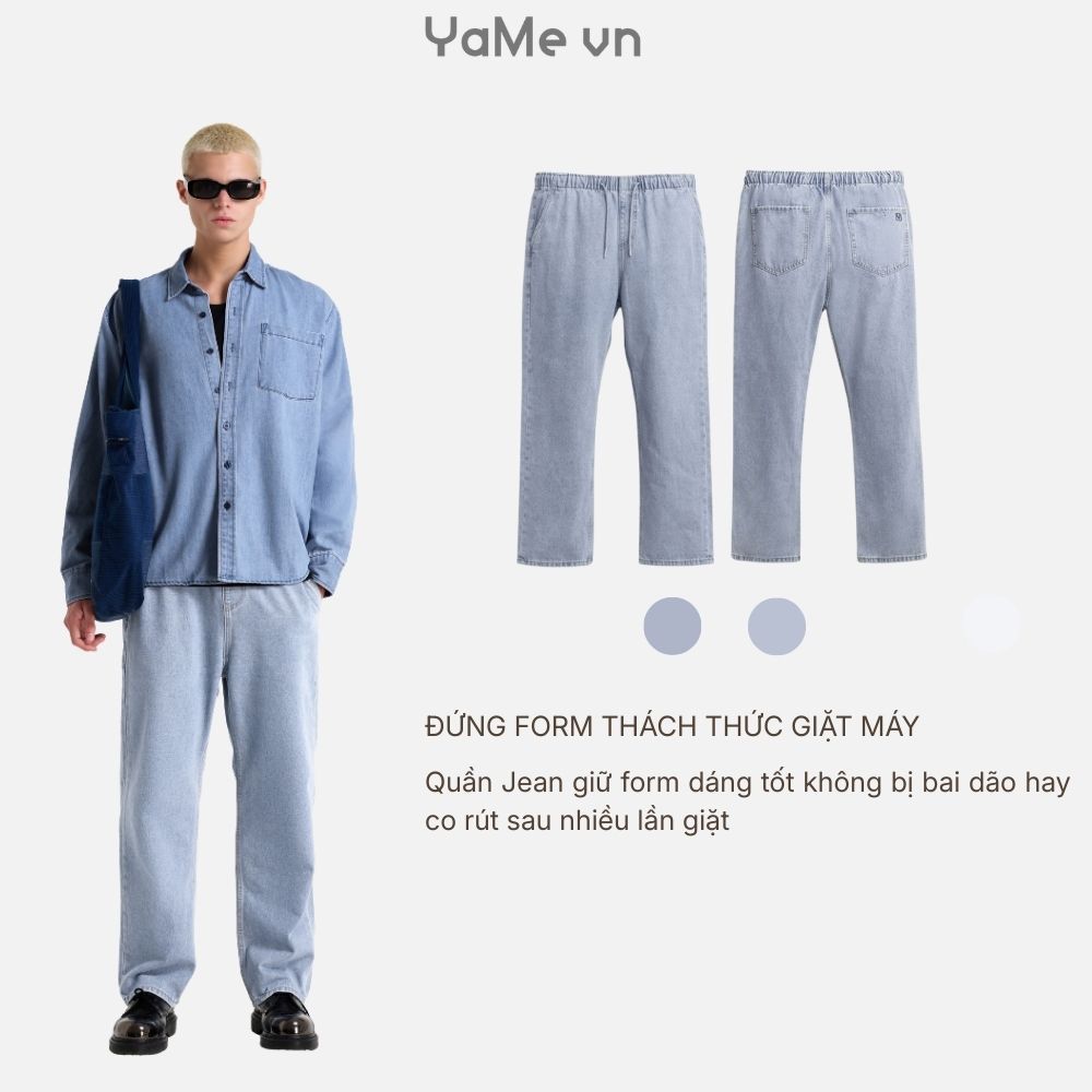 Quần Jean Nam Vải DurableTex™ Cực Bền, Lưng Thun Mặc Êm Bụng The Original 101 Dáng Rộng Rãi F4 23543 |YaMe|