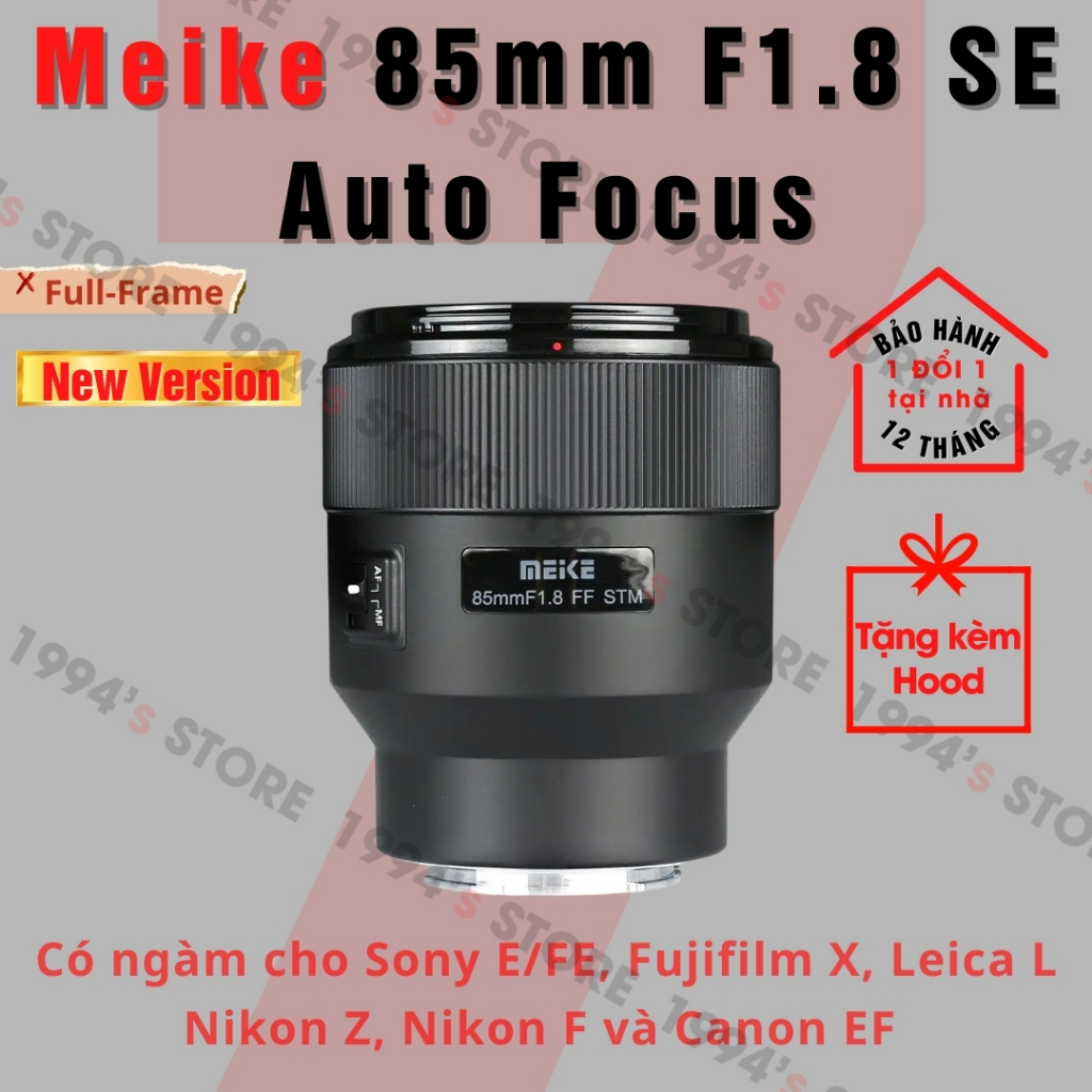 Ống kính Meike 85mm F1.8 SE Auto Focus cho Full-Frame có ngàm Sony E/FE, Canon EF, Nikon F, Nikon Z,