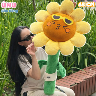 Bông Hoa Hướng Dương 65cm Mặt Cười Đeo Kính, Nhồi Bông Dày Đầy Đặn, Chắc Tay