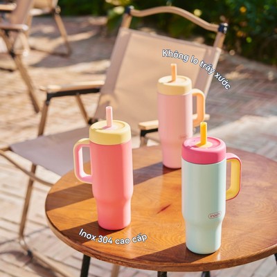 BÌNH GIỮ NHIỆT FUJI CHIME, Đầu hút silicon mềm mại, Tay cầm bản to, chắc chắn.