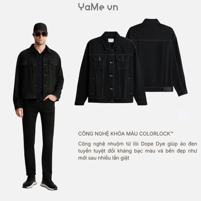Áo Khoác Jean Nam ColorLock™ Giữ Đen Sâu Lâu Bạc Tek Black Jean 002 Dáng Vừa Vặn F3 24884 |YaMe|
