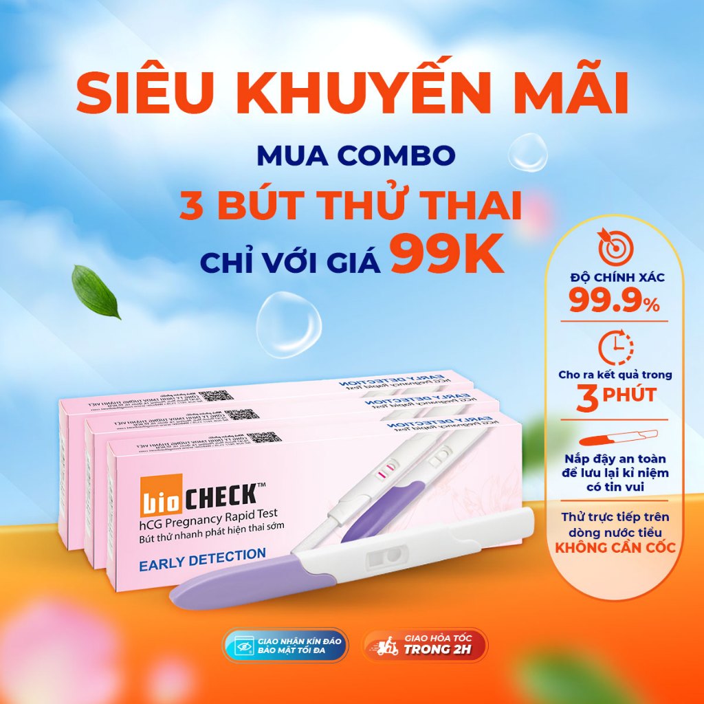 Bút thử thai sớm Biocheck chính xác 100% - Phát hiện sau 7 ngày thụ thai