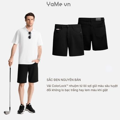 Quần Đùi Jean Nam Tôn Dáng ColorLock™ Giữ Đen Sâu Lâu Bạc Tek Black Jean 006 Dáng Ôm Vừa F2 24510 |YaMe|