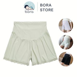 Quần đùi bầu chất lụa viền ren có dây chun điều chỉnh thoáng mát cho mùa hè