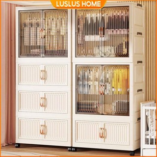 LUS Tủ Quần Áo Nhựa Phòng Ngủ Công Suất Lớn Tủ Đựng Đồ Đa Năng Có Bánh Xe Tủ Nhiều Tầng Trong Suốt
