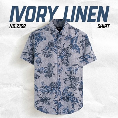 Áo sơ mi nam URBAN vải LINEN mềm nhẹ thoáng mát họa tiết tinh tế form regular fit dễ mặc NO.2158