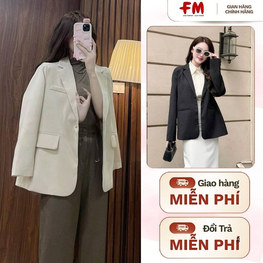 Áo Khoác Vest Nữ FMSTYLE- Phông Trơn xẻ Tà Sau 3 Nút Phong Cách Sang Chảnh Hàn Quốc 25101654