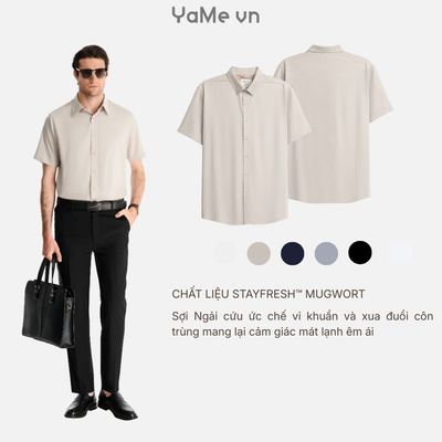 Áo Sơ Mi Nam Tay Ngắn Sợi Ngải Cứu StayFresh™ Thoát Ẩm Nhanh Khử Mùi Tốt The CEO 024 Dáng Vừa Vặn F3 24800 |YaMe|