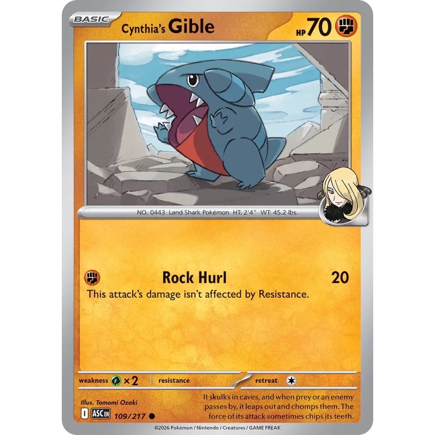 ASC - Pokemon TCG - 109/217 - Cynthia's Gible - Common
