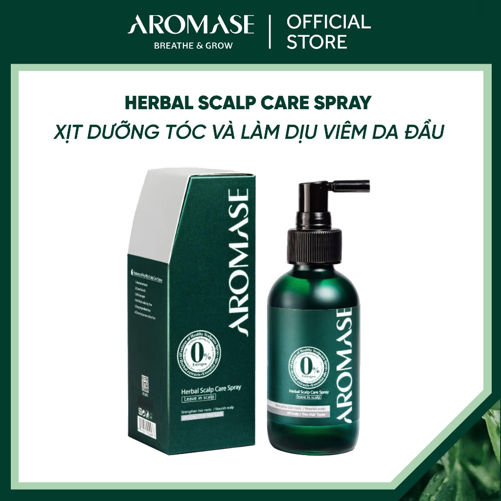 Xịt dưỡng tóc và làm dịu viêm da đầu AROMASE Herbal Scalp Care Spray 40ml