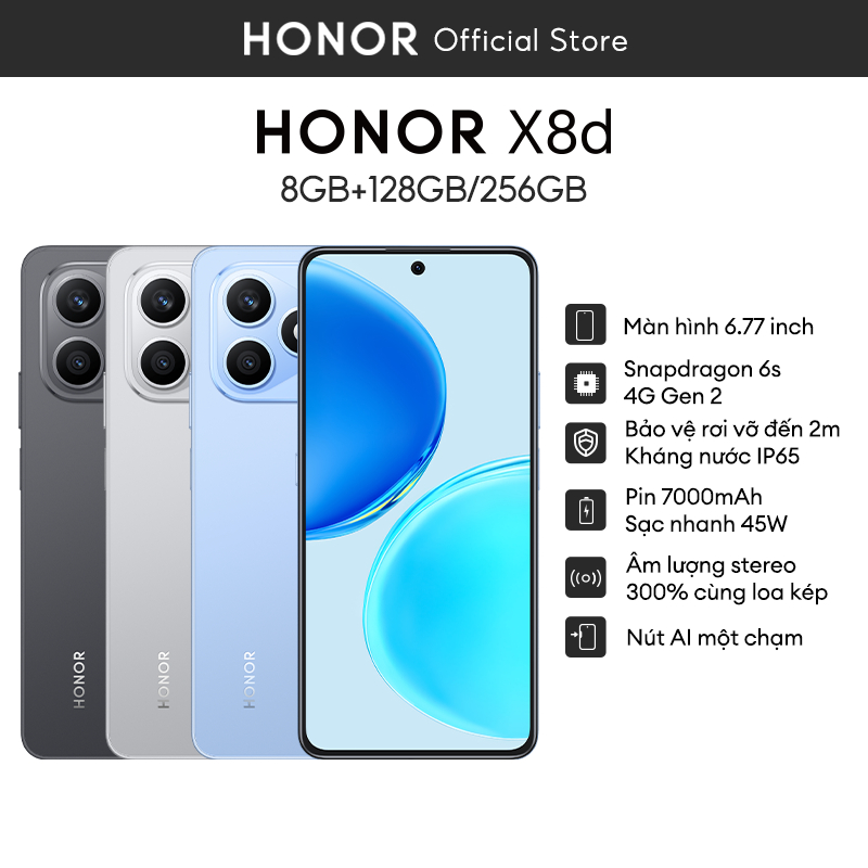[SẢN PHẨM MỚI] Điện Thoại Honor X8d 8GB +128/256GB | Camera 108MP|  Snapdragon 6s Gen 2 | Pin 7000mAh | BH 18 Tháng | BigBuy360 - bigbuy360.vn