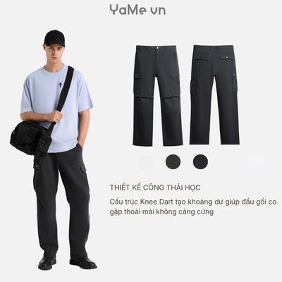 Quần Kaki Nam DurableTex™Vải Dai Chắc, Đầu Gối Xếp Ly Co Gập The Worker 009 Dáng Vừa F3 24739 |YaMe|