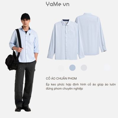 Áo Sơ Mi Nam Tay Dài Sọc Nhỏ AirDry™ Vải Mỏng Nhẹ Có Khe Cắm Bút Tiện Lợi The Worker 004 Dáng Vừa Vặn F3 24708 |YaMe|