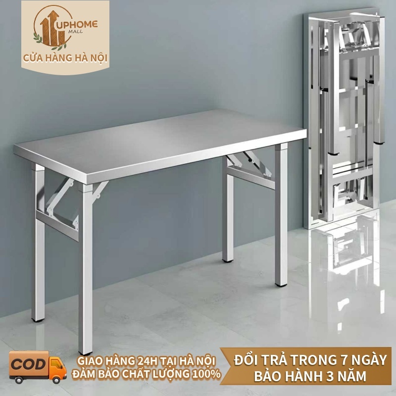 【Ship nhanh Hà Nội】Bàn Inox xếp gọn tiện lợi cho quán ăn quán nhậu bàn ăn inox chữ nhật gấp gọn bàn 