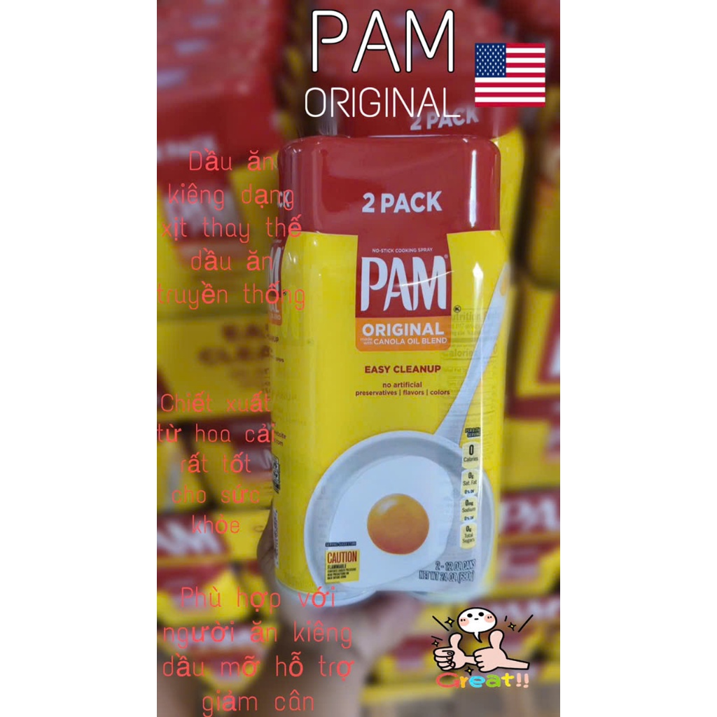 Dầu xị ăn kiêng PAM (Cặp)