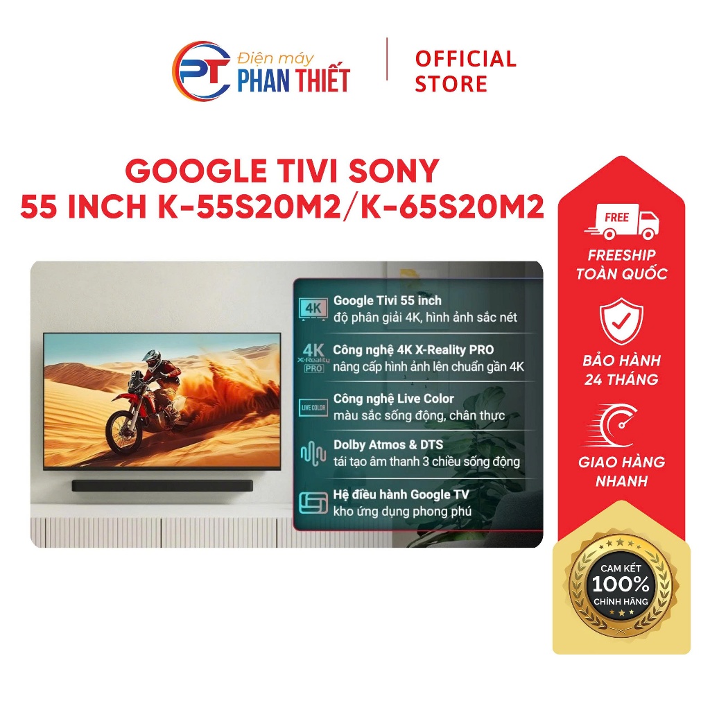 Google Tivi Sony 4K 55 inch K-55S20M2 / 65 inch K-65S20M2 Mới 2025