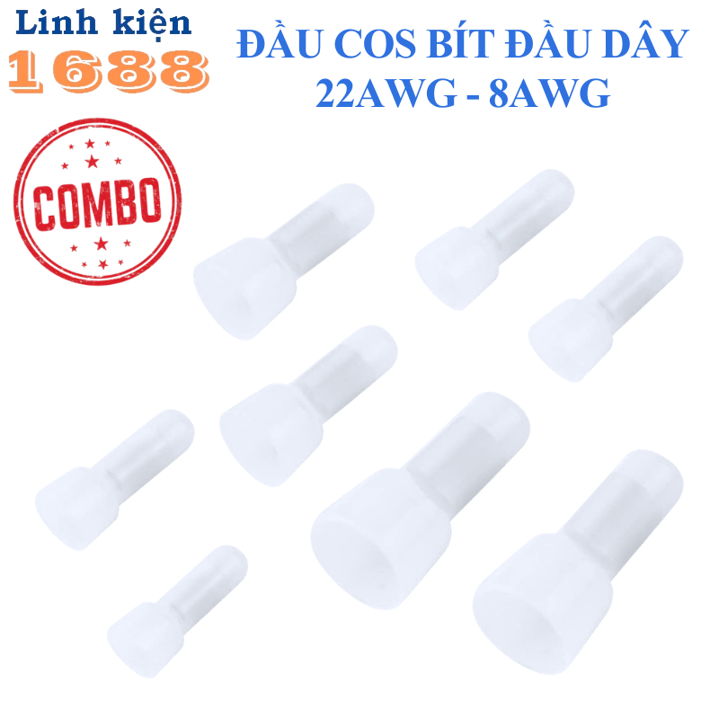 [GIÁ COMBO] Đầu Cos bít đầu cỡ dây 22AWG - 8AWG tiện dụng