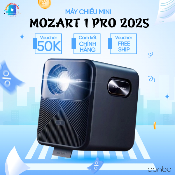 Máy Chiếu Wanbo Mozart 1 Pro 2025 Phiên Bản Nâng Cấp - Độ Sáng 1200 Ansi, Loa 20W Bùng Nổ Âm Thanh