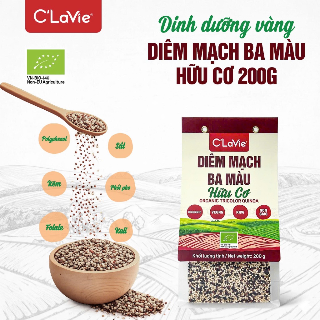 Hạt diêm mạch Quinoa hữu cơ C'lavie/ Sottolestelle/ Aztec Organic