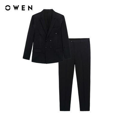 Owen - Bộ comple Slim Fit VES256130 màu Đen chất liệu Lanatex