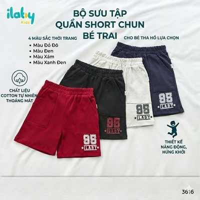 [ILABY 10-40kg] Quần đùi bé trai, quần short bé trai chất liệu cotton thun phối túi trước [3616]