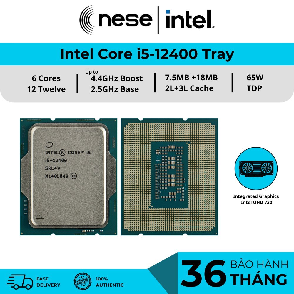 Bộ Vi xử lý CPU Intel core i5 12400F | 12400 Tray (No Box) - BH 36 tháng