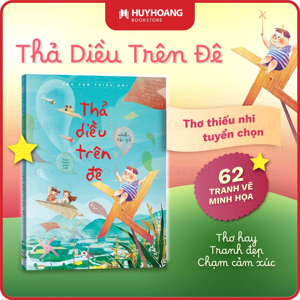 Sách - Thả Diều Trên Đê kèm tranh minh họa, thơ cho bé, thơ cho thiếu nhi